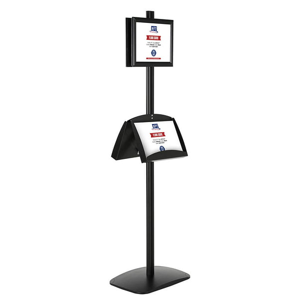 Black 8.5x11 8.5x11 Frames in Portrait/Landscape and 2 x Double Sided Free Standing Display Stand with 2 x Clear Pocket Shelves 